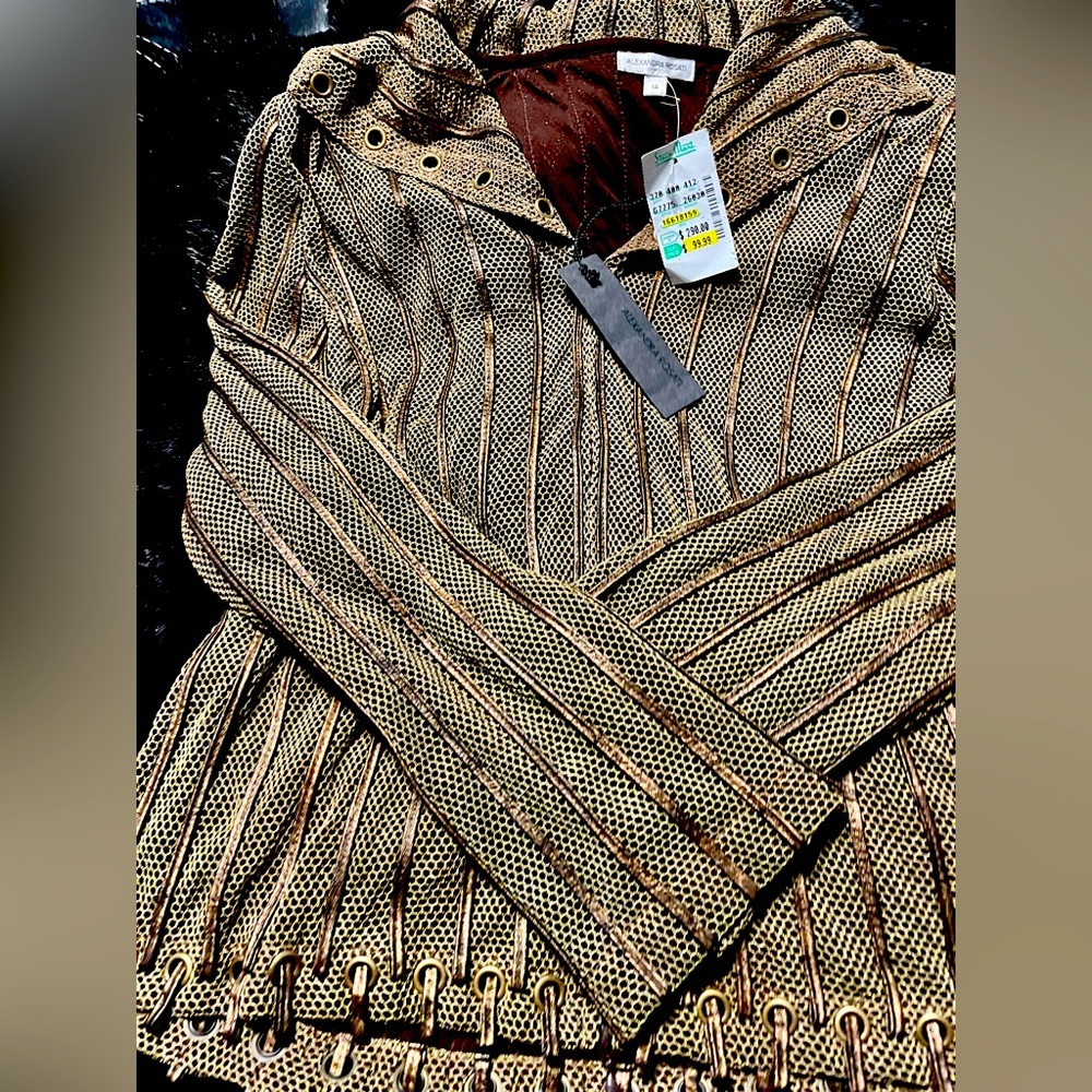 Fully Zippered Brand NWT Alexandra Rosati Mesh and Leather/Suede Shacket